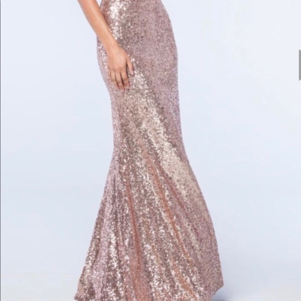 Rose gold full length Waters Celine skirt